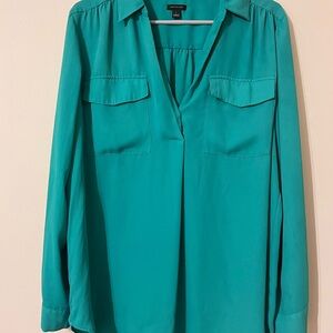 Ann Taylor Green Long Sleeve Camp Shirt